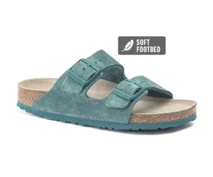 Birkenstock Arizona Dark Teal Suede Leather Soft Footbed Made In Germany