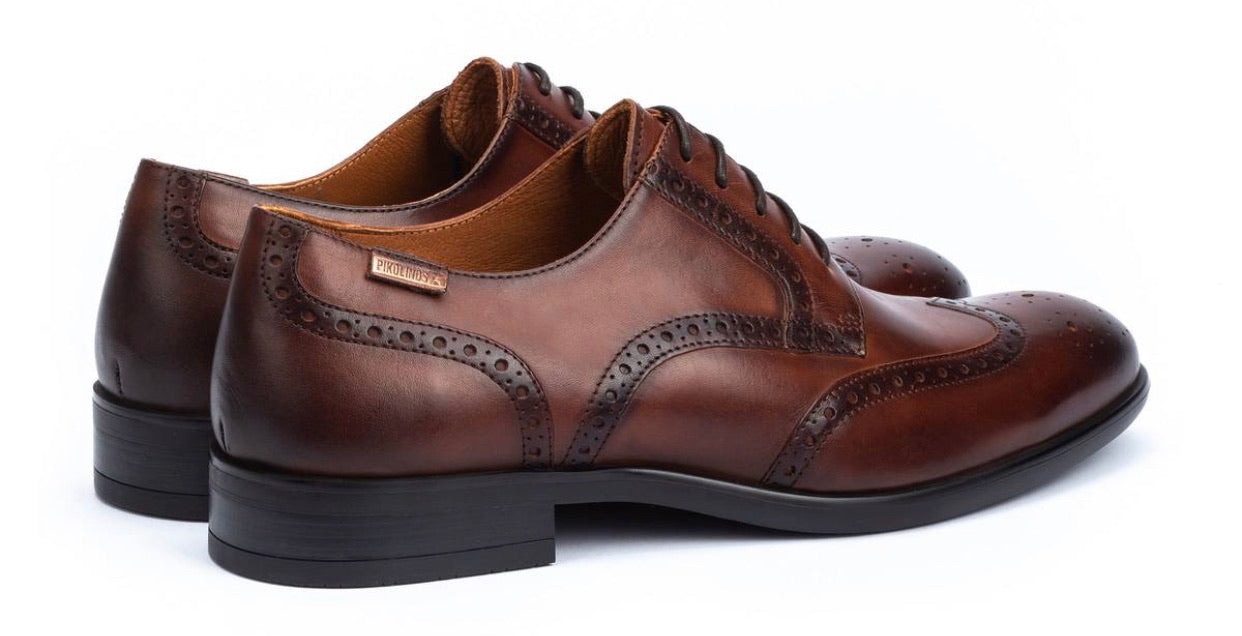 Pikolinos M7J-4186 Cuero Light Tan Mens Brogue 4 Eyelet Lace Up Made In Spain