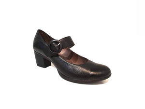 Wonders G-4701 Black Leather Court Shoe Made In Spain