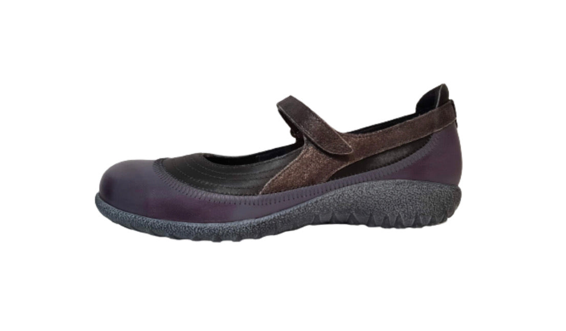 Naot Kirei Purple Vintage Grey Leather Velcro Mary Jane Made In Israel