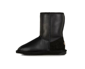 Emu Australia Townsend Black Leather Mid Calf Sheepskin Made In Australia