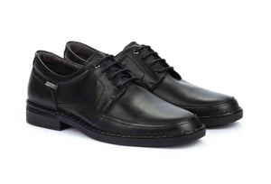 Pikolinos M0M-4255 Black Leather Mens 4 Eyelet Padded Collar Shoe Made In Spain
