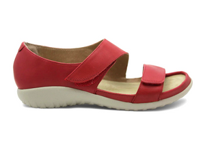 Naot Manawa Kiss Red Leather 2 Strap Velcro Sandals Made In Israel