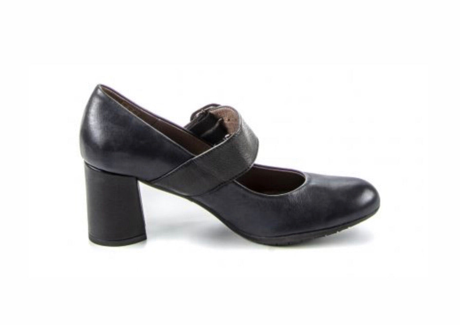 Wonders I-6830 Black Negro Leather Court Shoe Made In Spain