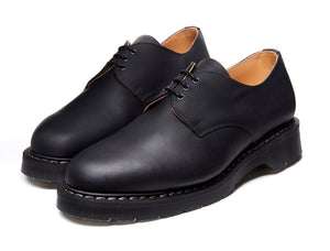 Solovair Black Greasy Leather 3 Eyelet Gibson Shoe Made In England