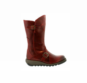 Fly London Mes 2 Red Mid Calf Zip Boots Made In Portugal