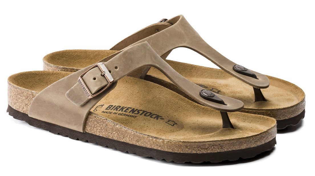 Birkenstock Gizeh Tabacco Brown Oiled Leather Made In Germany