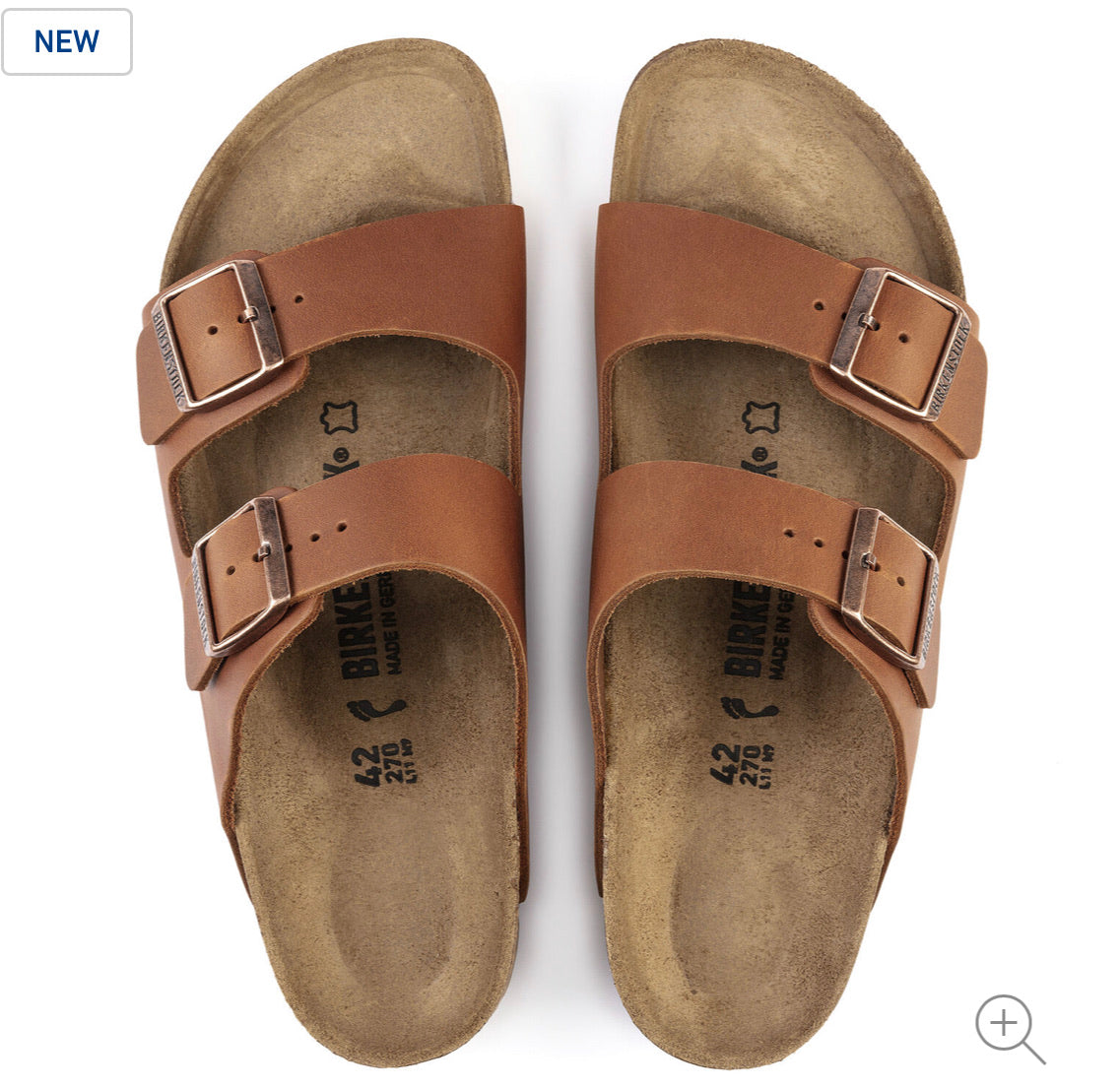 Birkenstock Arizona Antique Cognac Natural Leather Made In Germany