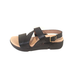 Wonders C-4403 Black Negro Pergamena Leather Sandals Made In Spain