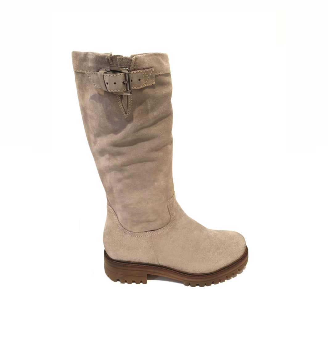 Manas 162M2112EX Event Fumo Light Grey Suede Leather Zip Mid Calf Boot Made In Italy