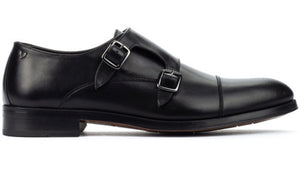 Martinelli 1492-2632PYM Black Empire Leather Monk Shoes Made In Spain
