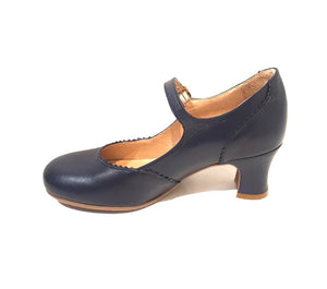Rock n’ Dot 9397 Sharon Jeans Navy Blue Leather Court Shoe Made In Portugal