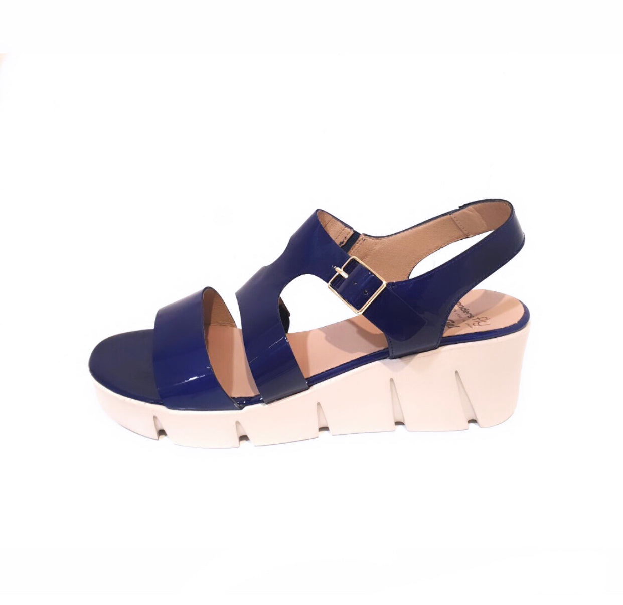 Wonders D-8004 Charol Klein Blue Patent Leather Wedge Made In Spain