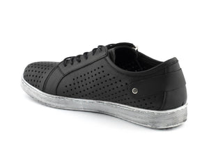 Cabello Comfort EG17 Black Perforated 6 Eyelet Zip Shoe Made In Turkey