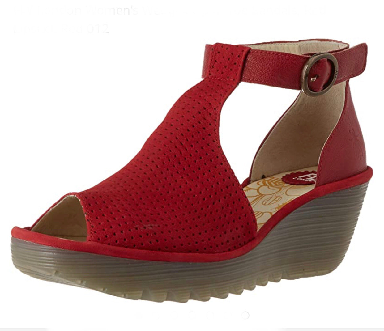 Fly London YALL962FLY Lipstick Red Cupi/mous Women's Wedges Open Toe Sandals Made In Portugal