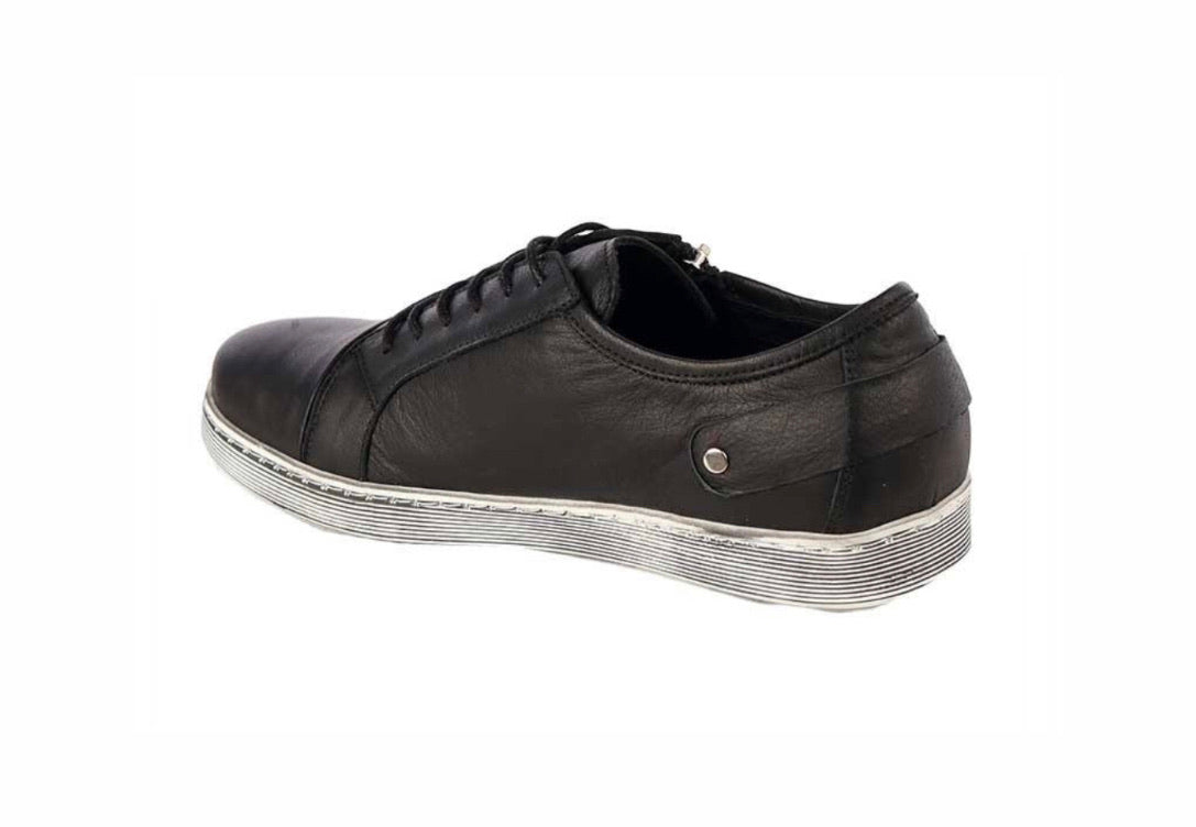 Cabello Comfort EG18 Black 6 Eyelet Zip Shoe Made In Turkey