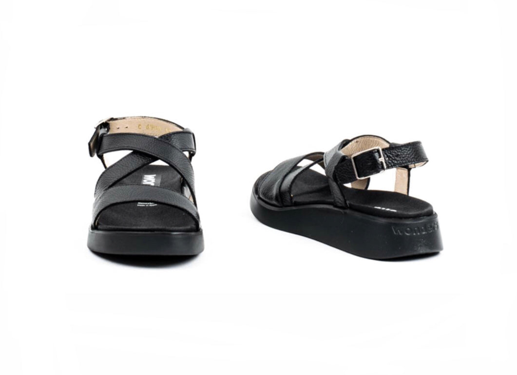 Wonders C-6505 Black Willer Negro Leather Wedge Made In Spain