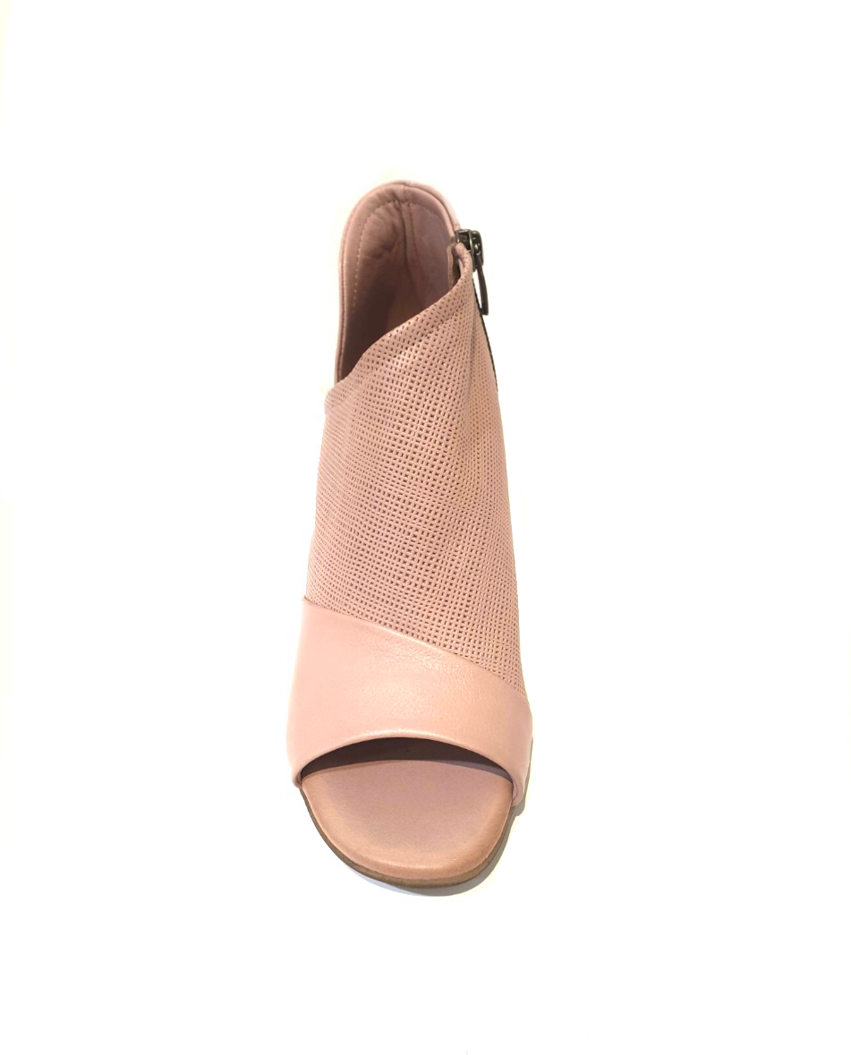 Sala Europe Norwich Skin Light Pink Open Toe Zip Court Shoe Made In Turkey
