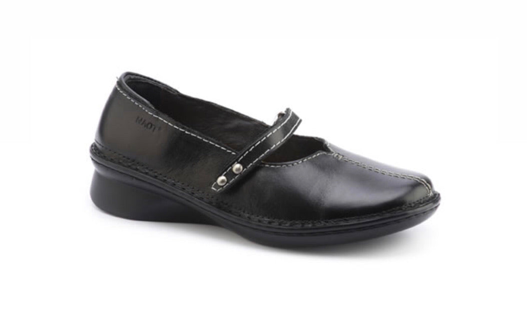 Naot Chord Black Leather Velcro Mary Jane Made In Israel