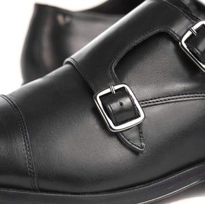 Martinelli 1492-2632PYM Black Empire Leather Monk Shoes Made In Spain