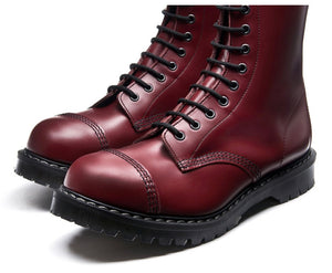 Solovair Cherry Red Steel Toe 11 Eyelet Boot Made In England