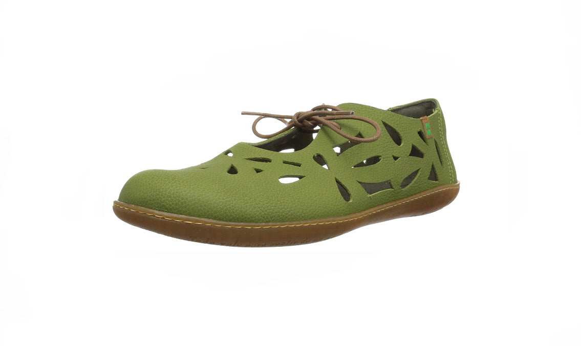 El Naturalista 5271 Green Perforated Leather 2 Eyelet Shoe Made In Spain