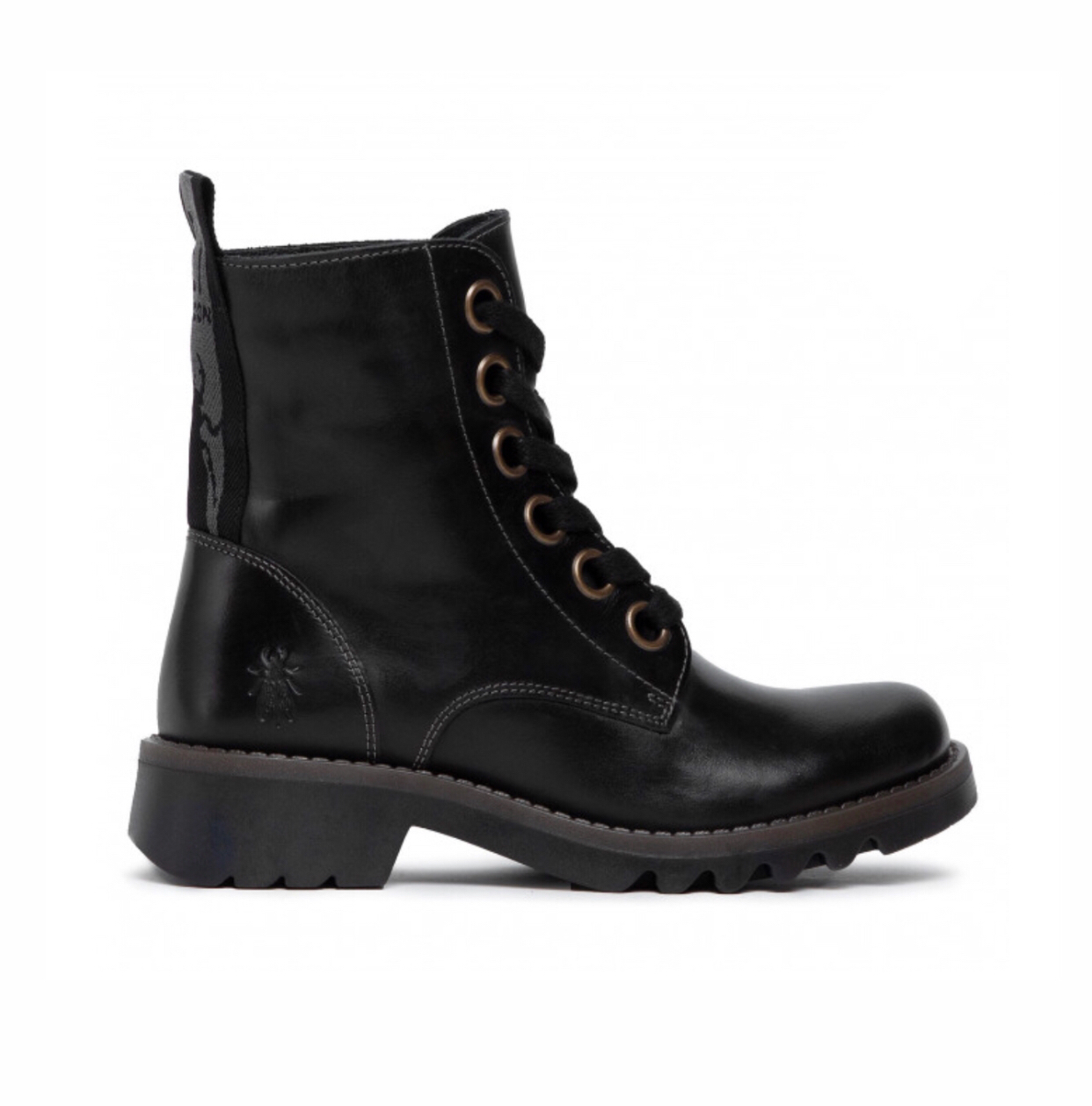 Fly London Ragi539Fly Black 6 Eyelet Ankle Boot Made In Portugal