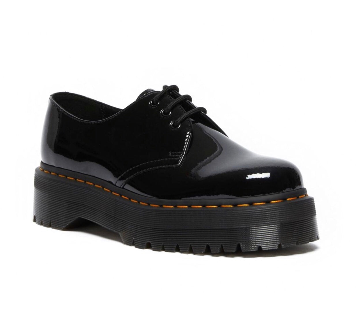 Dr. Martens 1461 Quad Black Patent Lamper Platform 3 Eyelet Shoe