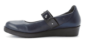 Naot Honesty Ink Navy Blue Leather Mary Jane Velcro Made In Israel