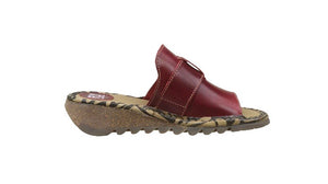 Fly London Tani807fly Red Women's Leather Wedge Slide Made In Portugal