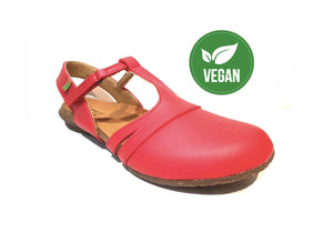 El Naturalista N5062 Red Vegan Mary Jane Flats Made In Spain