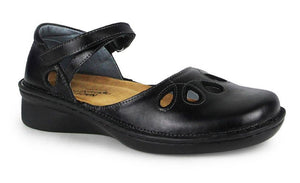Naot Motiff Black Madras Leather Mary Jane Velcro Made In Israel