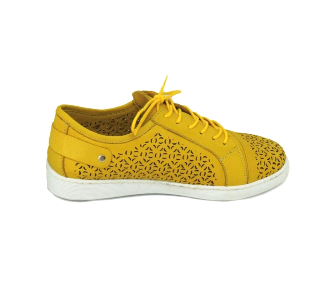 Cabello Comfort EG16 Mustard 6 Eyelet Zip Shoe Made In Turkey