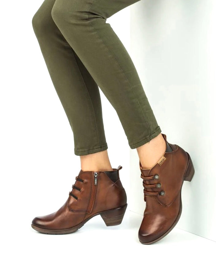Pikolinos Rotterdam 902-8746 Cuero Light Tan Zip 3 Eyelet Boot Made In Spain
