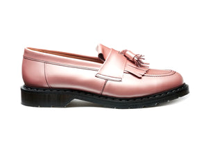 Solovair Iridescent Pink Hi-Shine Tassel Loafer Leather Shoe Made In England