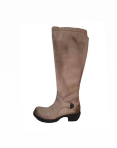 Fly London Mistry Taupe Zip Knee Hi Boots Made In Portugal