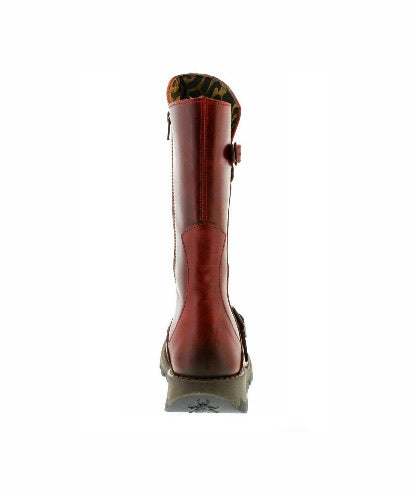 Fly London Mes 2 Red Mid Calf Zip Boots Made In Portugal