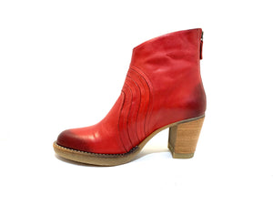 Fly London Hula Red Back Zip Ankle Made In Portugal