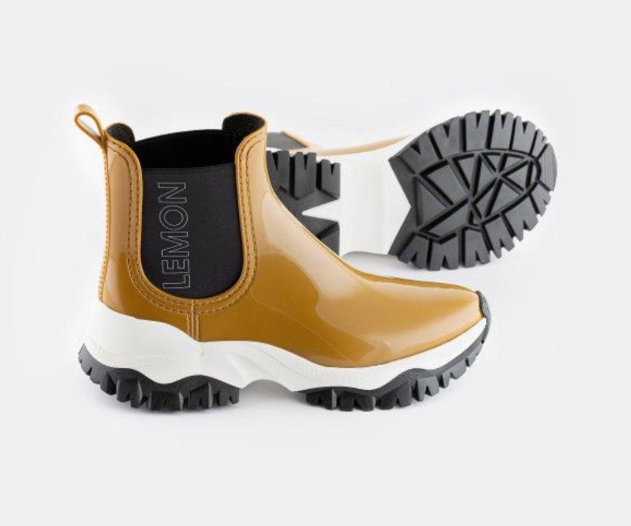 Lemon Jelly Jayden 11 Rusted Gold Chelsea Ankle Vegan Rain Boots Made In Portugal