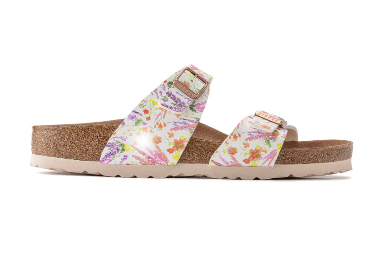 Birkenstock Sydney Light Rose Floral Birko-Flor Vegan Made In Germany