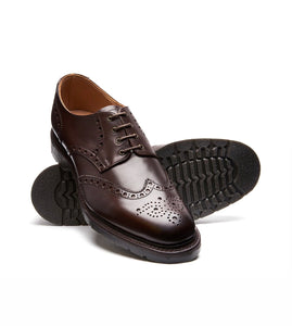 Solovair Walnut Calf Leather 4 Eyelet Gibson Brogue Made In England