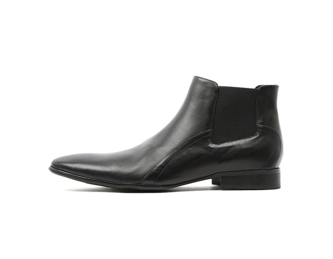 Croft Grant Black Leather Elastic Sided Chelsea Ankle Boot