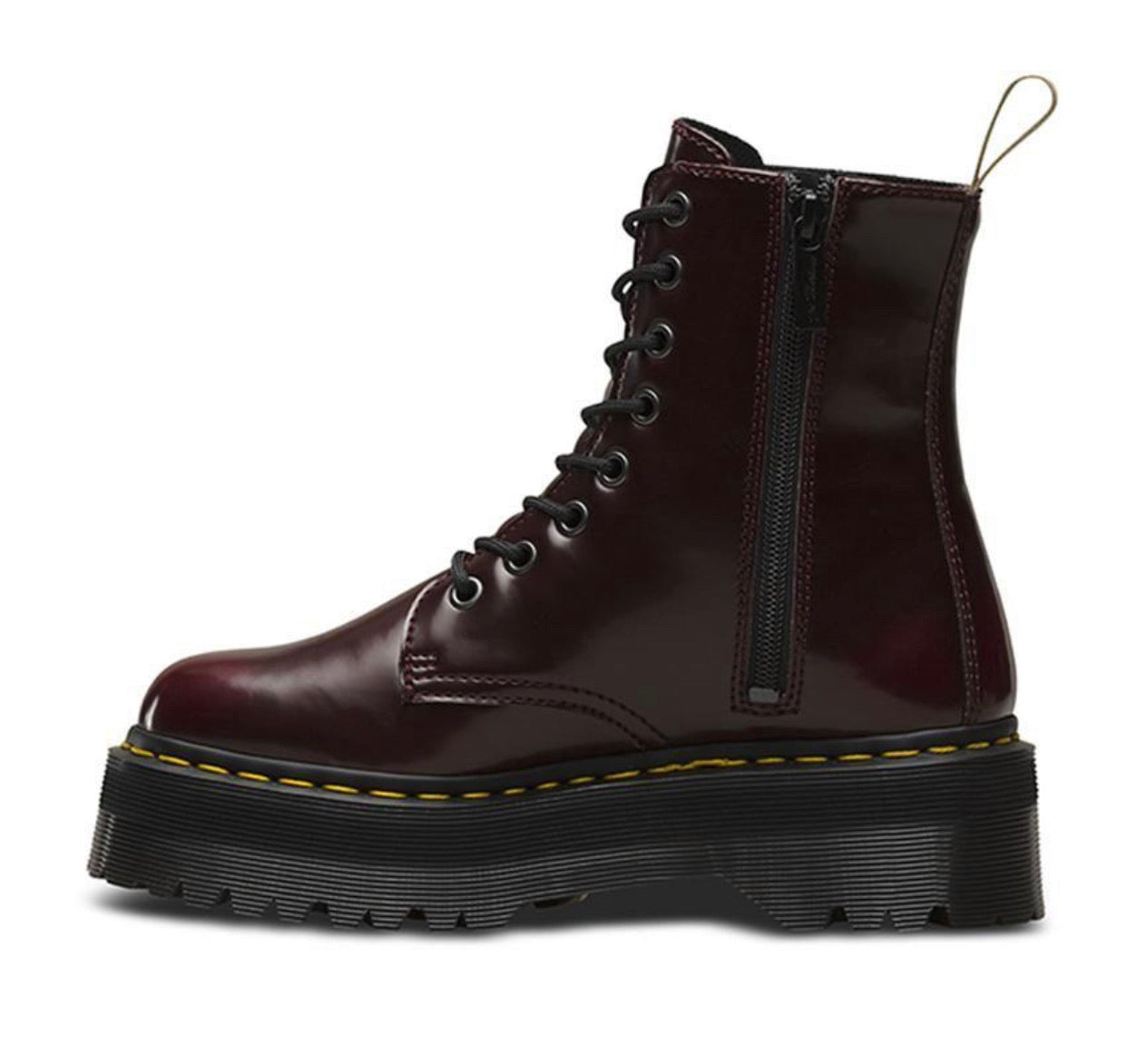 Dr. Martens Vegan Jadon II Cherry Red Platform Ankle 8 Eyelet Boot