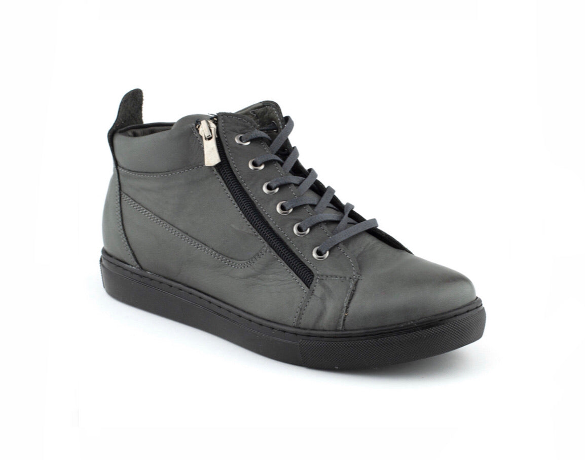 Cabello Comfort EG1570 Dark Grey 6 Eyelet Zip Ankle Boot Made In Turkey