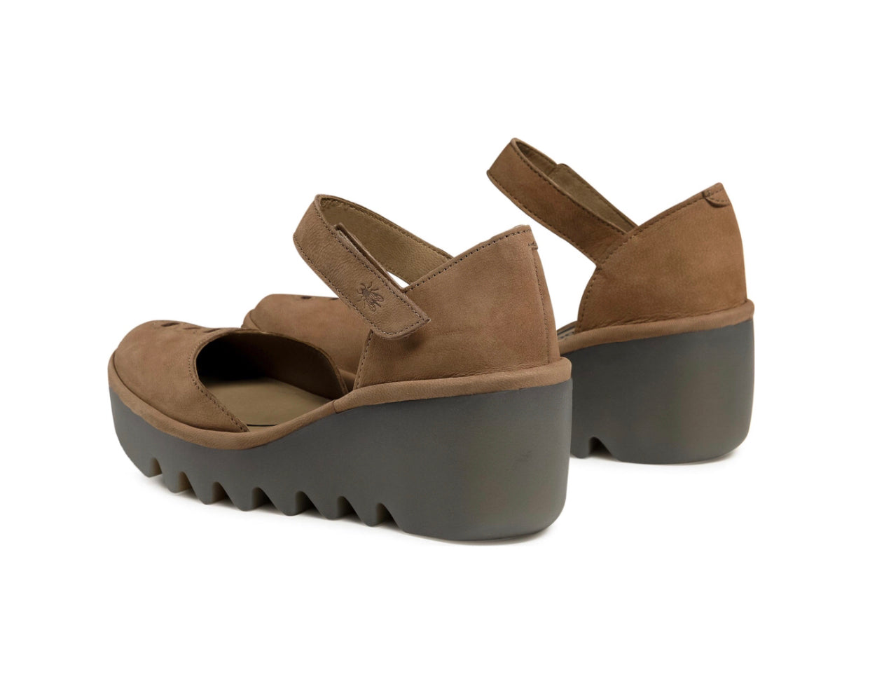 Fly London Biso305Fly Sand Leather Cupido Wedges Made In Portugal
