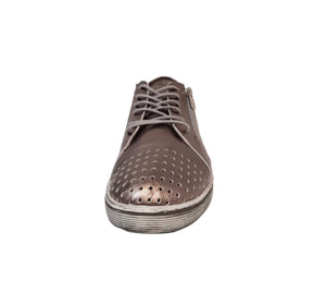 Cabello Comfort EG17 Pewter Perforated 6 Eyelet Zip Shoe Made In Turkey