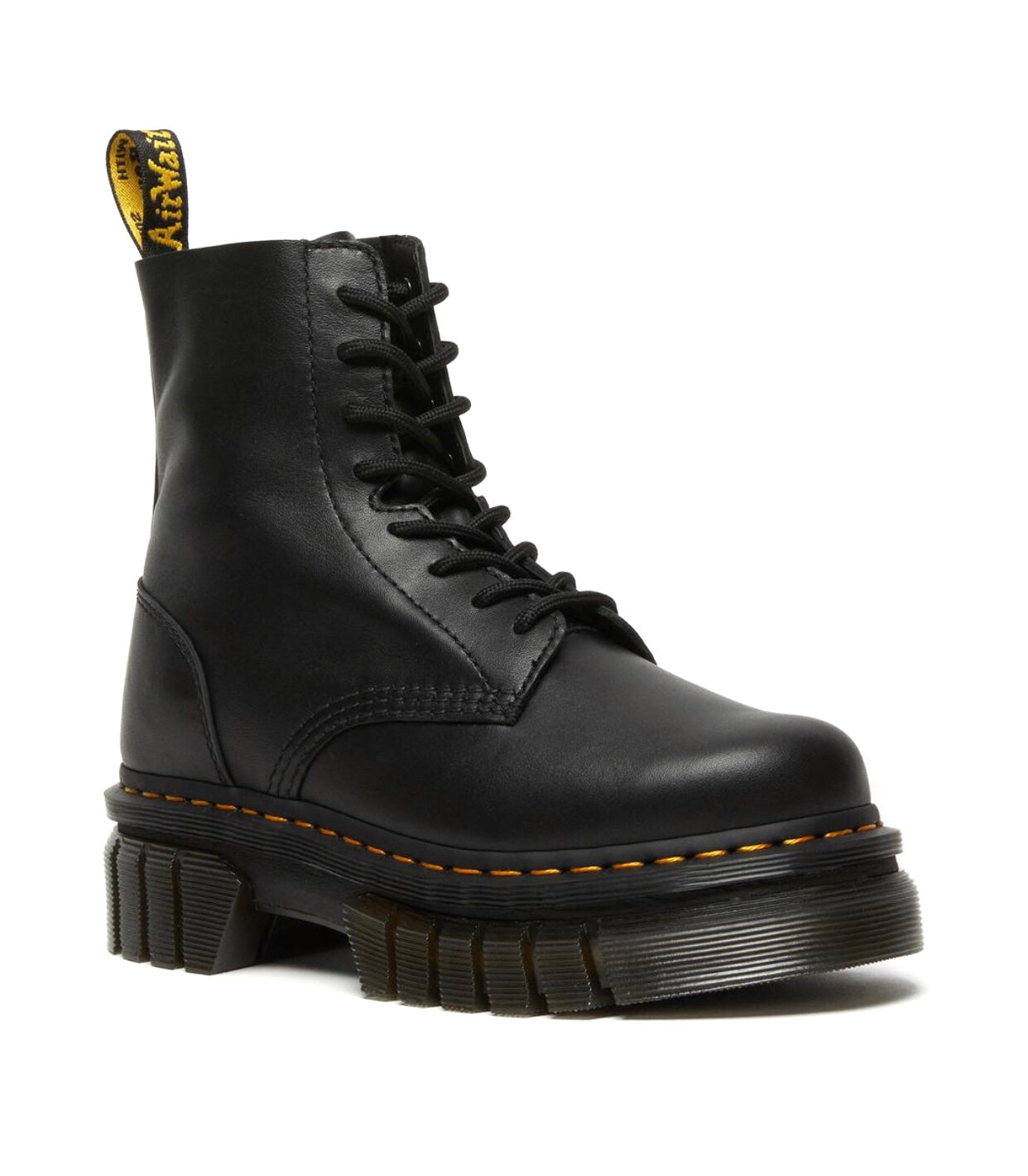 Dr. Martens Audrick Black Nappa Lux Platform Ankle 8 Eyelet Boot