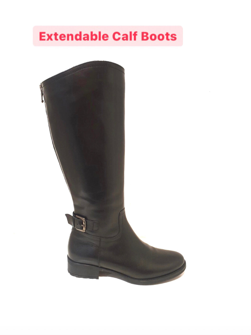 Marco Firenze Papete Black Nero Zip Knee High Boots Made In Italy