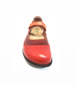 Naot Kirei Rumba Poppy Orange Leather Velcro Mary Janes Ladies Shoes Made In Israel
