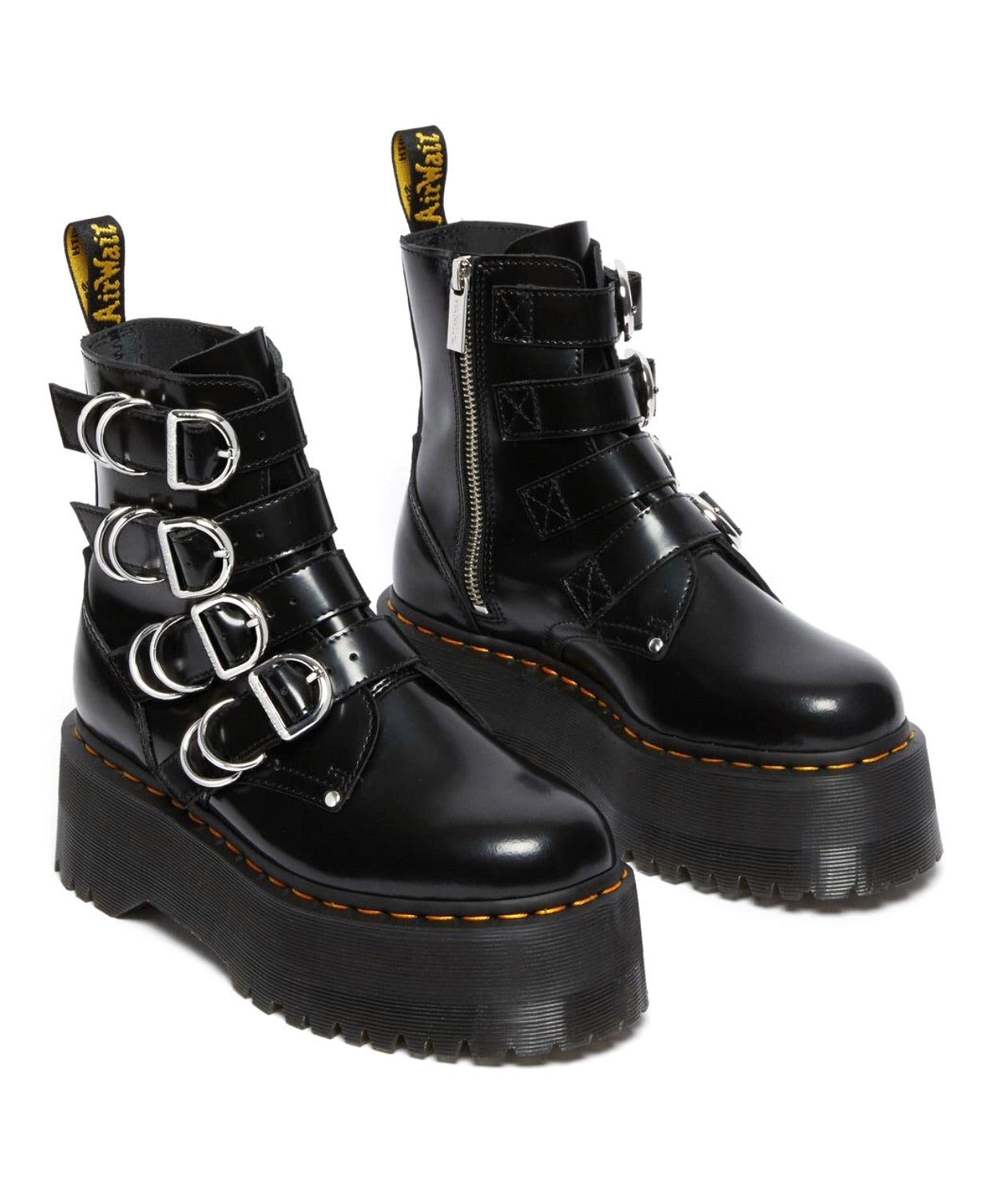Dr. Martens Jadon Max Hardware Black 4 Strap Zip Platform Ankle Boot
